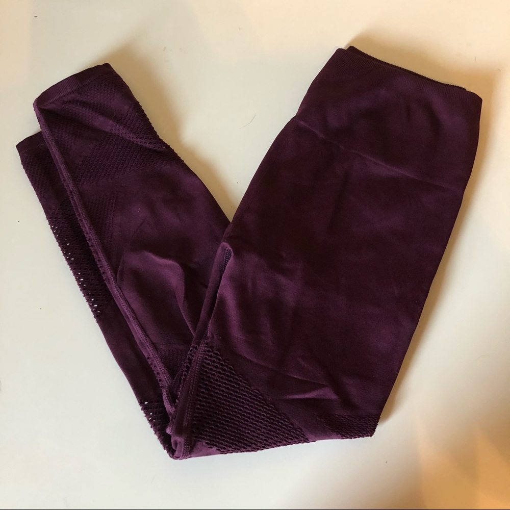 Fabletics Burgundy Mesh Leggings